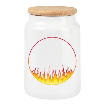 Circle on fire - Cookie Jar with Wooden Lid - white - Front