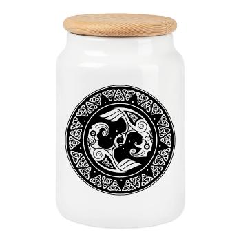 Vikings - Boîte à biscuits avec couvercle en bois - blanc - Devant