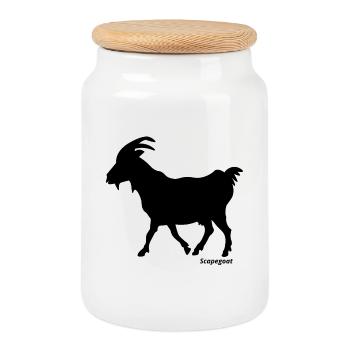 Bouc-émissaire noir - Boîte à biscuits avec couvercle en bois - blanc - Devant