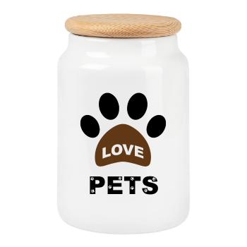 animaux de compagnie d’amour - J’aime les animaux de compagnie - Boîte à biscuits avec couvercle en bois - blanc - Devant