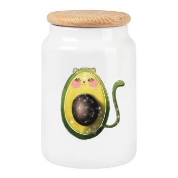 avocat chat avogato - Boîte à biscuits avec couvercle en bois - blanc - Devant