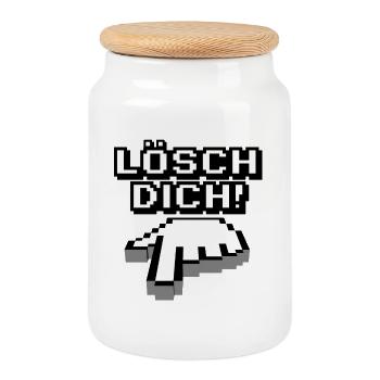Lösch dich - Keksdose mit Holzdeckel - Weiß - Vorne