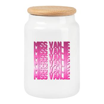 Miss Vanjie Pink - Cookie Jar with Wooden Lid - white - Front