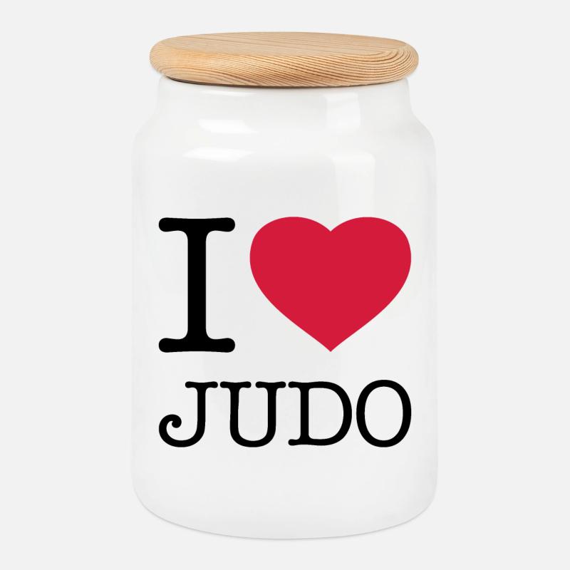 I LOVE JUDO - Keksdose mit Holzdeckel - Weiß