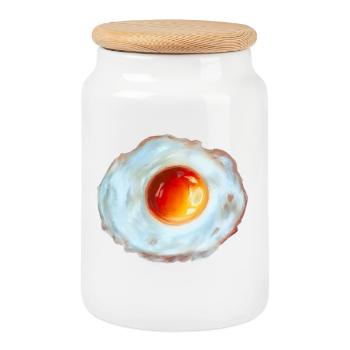 Oeuf Soleil Aquarelle - Boîte à biscuits avec couvercle en bois - blanc - Devant