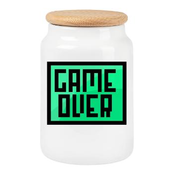 Game Over Gaming Console de jeu Statement jeu vidéo - Boîte à biscuits avec couvercle en bois - blanc - Devant