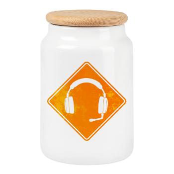 Headset Gaming Gamer Cool Zocker Nerd Jeux vidéo - Boîte à biscuits avec couvercle en bois - blanc - Devant