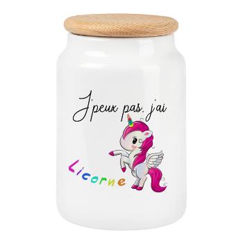 J'ai LICORNE - Boîte à biscuits avec couvercle en bois - blanc - Devant
