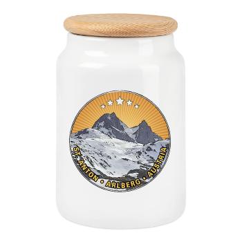 Saint-Antoine | L’Arlberg | Autriche - Boîte à biscuits avec couvercle en bois - blanc - Devant