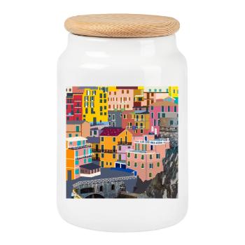 Cinque Terre En Italie - Boîte à biscuits avec couvercle en bois - blanc - Devant