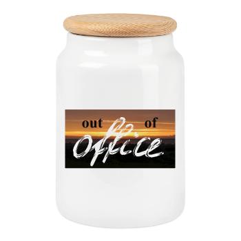 Evening sky with Out of Office motif - Cookie Jar with Wooden Lid - white - Front