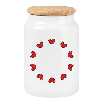 Cercle du cœur | Coeurs | Cœur - Boîte à biscuits avec couvercle en bois - blanc - Devant