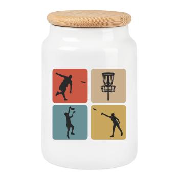 Disc Golf Vintage Sport Design / Geschenkidee - Keksdose mit Holzdeckel - Weiß - Vorne