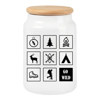 Outdoor Icons Speicher - Keksdose mit Holzdeckel - Weiß - Vorne