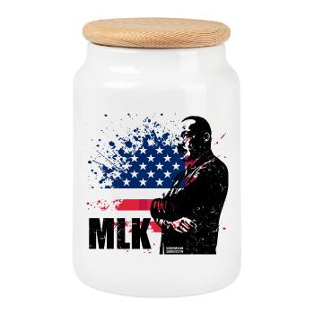 Grunge Flag USA Splash Art - Cookie Jar with Wooden Lid - white - Front
