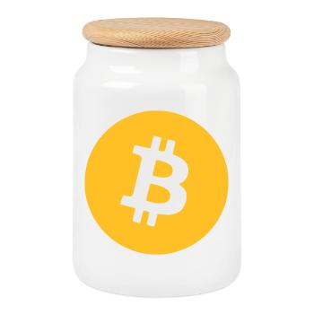 Le bitcoin - Boîte à biscuits avec couvercle en bois - blanc - Devant