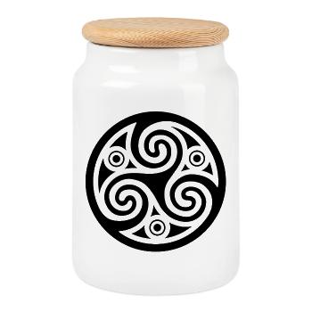 Art celte noir - Boîte à biscuits avec couvercle en bois - blanc - Devant