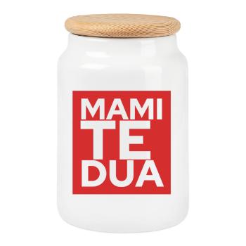 Mami të dua - Keksdose mit Holzdeckel - Weiß - Vorne