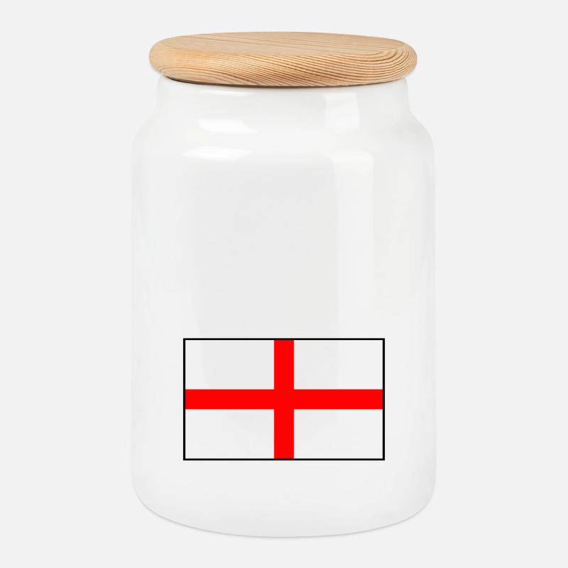 England-Flagge - Keksdose mit Holzdeckel - Weiß