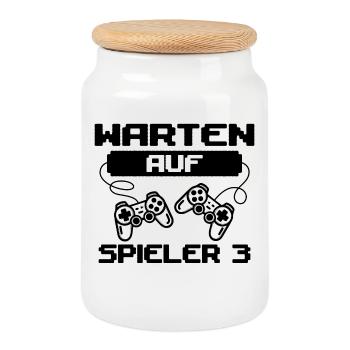 Schwanger Gamer Controller Schwangerschaft - Keksdose mit Holzdeckel - Weiß - Vorne