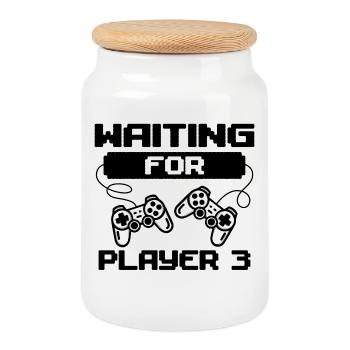 Gamer Gambler Pregnant Controller Statement - Cookie Jar with Wooden Lid - white - Front