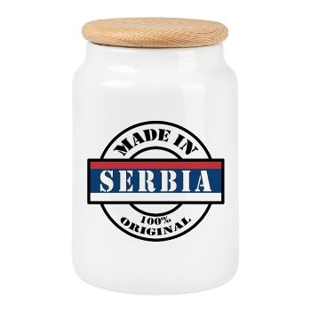 MADE IN SERBIA République Serbie Srbija cadeau - Boîte à biscuits avec couvercle en bois - blanc - Devant