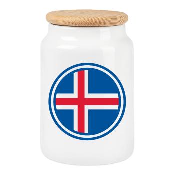 Drapeau Islande rond - Boîte à biscuits avec couvercle en bois - blanc - Devant