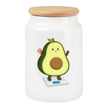 Avocado on Diet Funny Food Design - Cookie Jar with Wooden Lid - white - Front