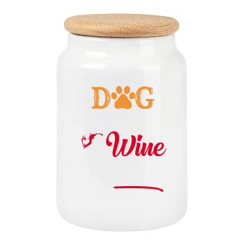 Dog Mom Wine Lover Wisdom - Cookie Jar with Wooden Lid - white - Front