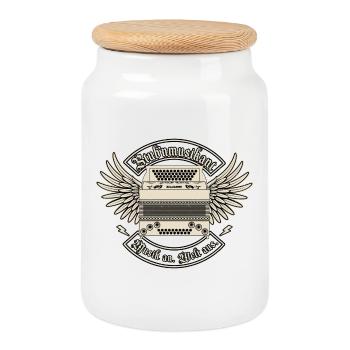 Stubnmusikant - Musik an. Welt aus. | ZiachON! - Cookie Jar with Wooden Lid - white - Front