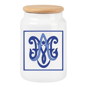 Avenue Maria - Boîte à biscuits avec couvercle en bois - blanc - Devant