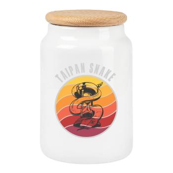 Conception de serpents Taipan / Idée cadeau - Boîte à biscuits avec couvercle en bois - blanc - Devant