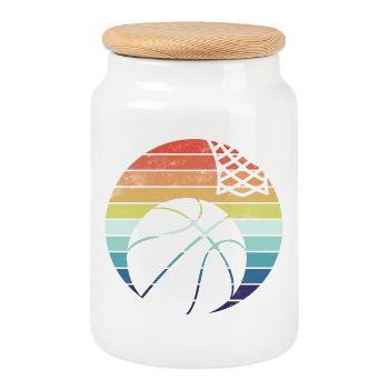 Basket-ball - Boîte à biscuits avec couvercle en bois - blanc - Devant