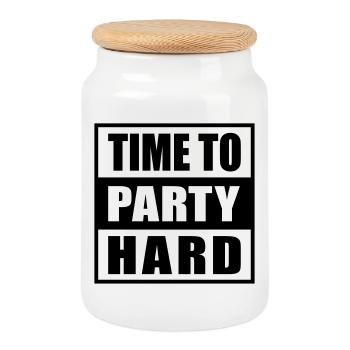 Time to Party Hard devise pour les fêtards drôles - Boîte à biscuits avec couvercle en bois - blanc - Devant
