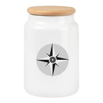 Compass - Cookie Jar with Wooden Lid - white - Front
