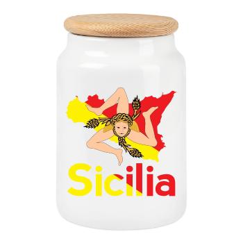 Trinacria Sizilien Sizilien Sizilien Sizilien Geschenkidee - Keksdose mit Holzdeckel - Weiß - Vorne