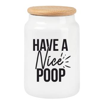 Faites une belle phrase de caca drôle - Boîte à biscuits avec couvercle en bois - blanc - Devant