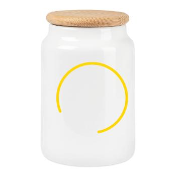 Loup à la pleine lune - Boîte à biscuits avec couvercle en bois - blanc - Devant