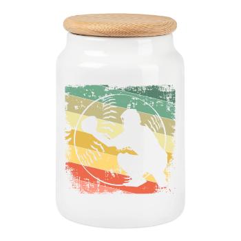 baseball - Cookie Jar with Wooden Lid - white - Front