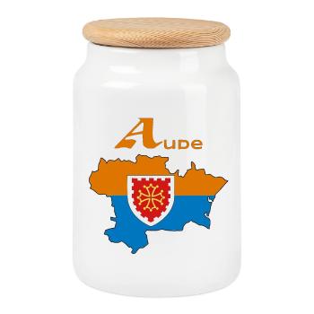 aude - Boîte à biscuits avec couvercle en bois - blanc - Devant