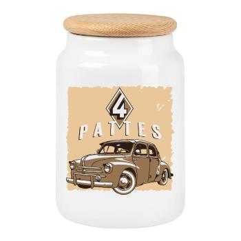 4 LEGS - Cookie Jar with Wooden Lid - white - Front