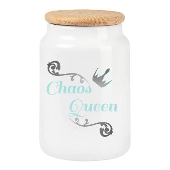 lustige sprücheshirts, chaosqueen, partnerlook - Keksdose mit Holzdeckel - Weiß - Vorne