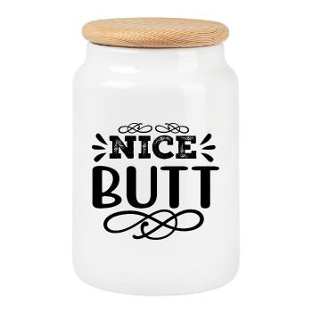 Beau d’un joli don coquin, design - Boîte à biscuits avec couvercle en bois - blanc - Devant