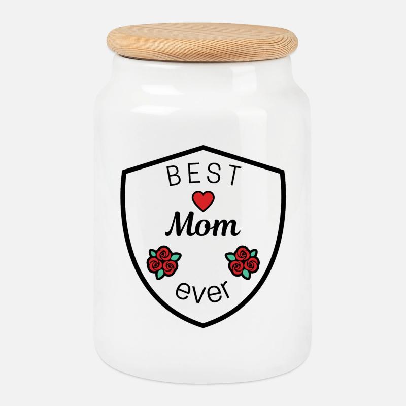 best mom ever wappen schild wappen herz - Keksdose mit Holzdeckel - Weiß