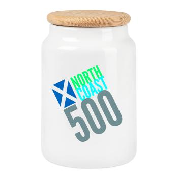 NORTH COAST 500 SCOTLAND - Cookie Jar with Wooden Lid - white - Front