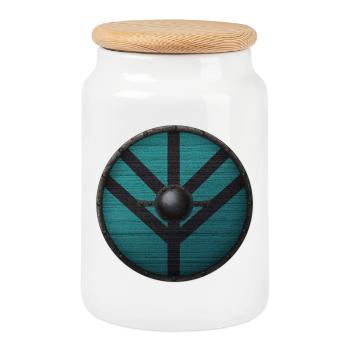 Viking Shield - Cookie Jar with Wooden Lid - white - Front