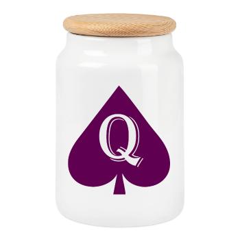 Queen of Spades - Keksdose mit Holzdeckel - Weiß - Vorne