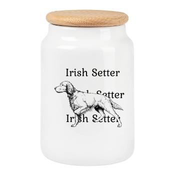 Irish Setter ci-dessus - Boîte à biscuits avec couvercle en bois - blanc - Devant