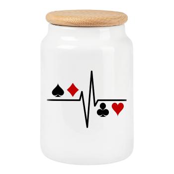 Poker Battements de coeur - Boîte à biscuits avec couvercle en bois - blanc - Devant