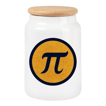 symbole pi sur fond texturé jaune - Boîte à biscuits avec couvercle en bois - blanc - Devant